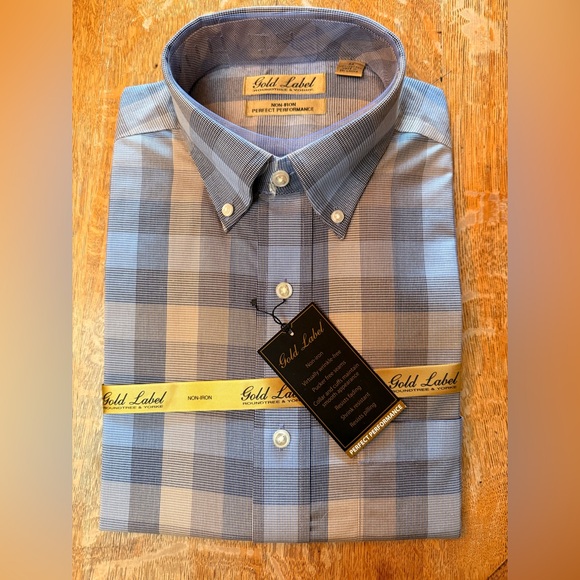 Roundtree & Yorke Other - NWT Roundtree & Yorke Gold Label Blue Plaid Shirt